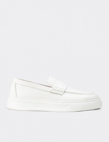 Men's White Suede Leather Loafers
