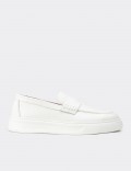 Men's White Suede Leather Loafers