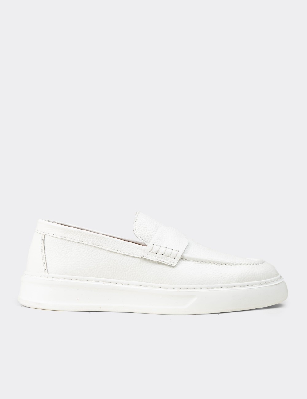 Men's White Suede Leather Loafers - 02043MBYZP01