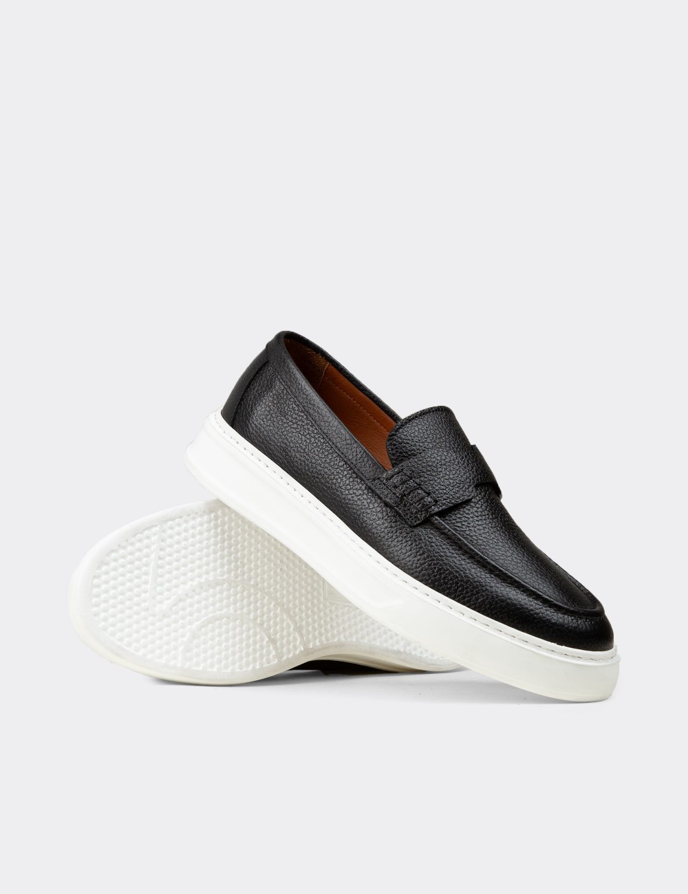 Men's Black Suede Leather Loafers - 02043MSYHP01