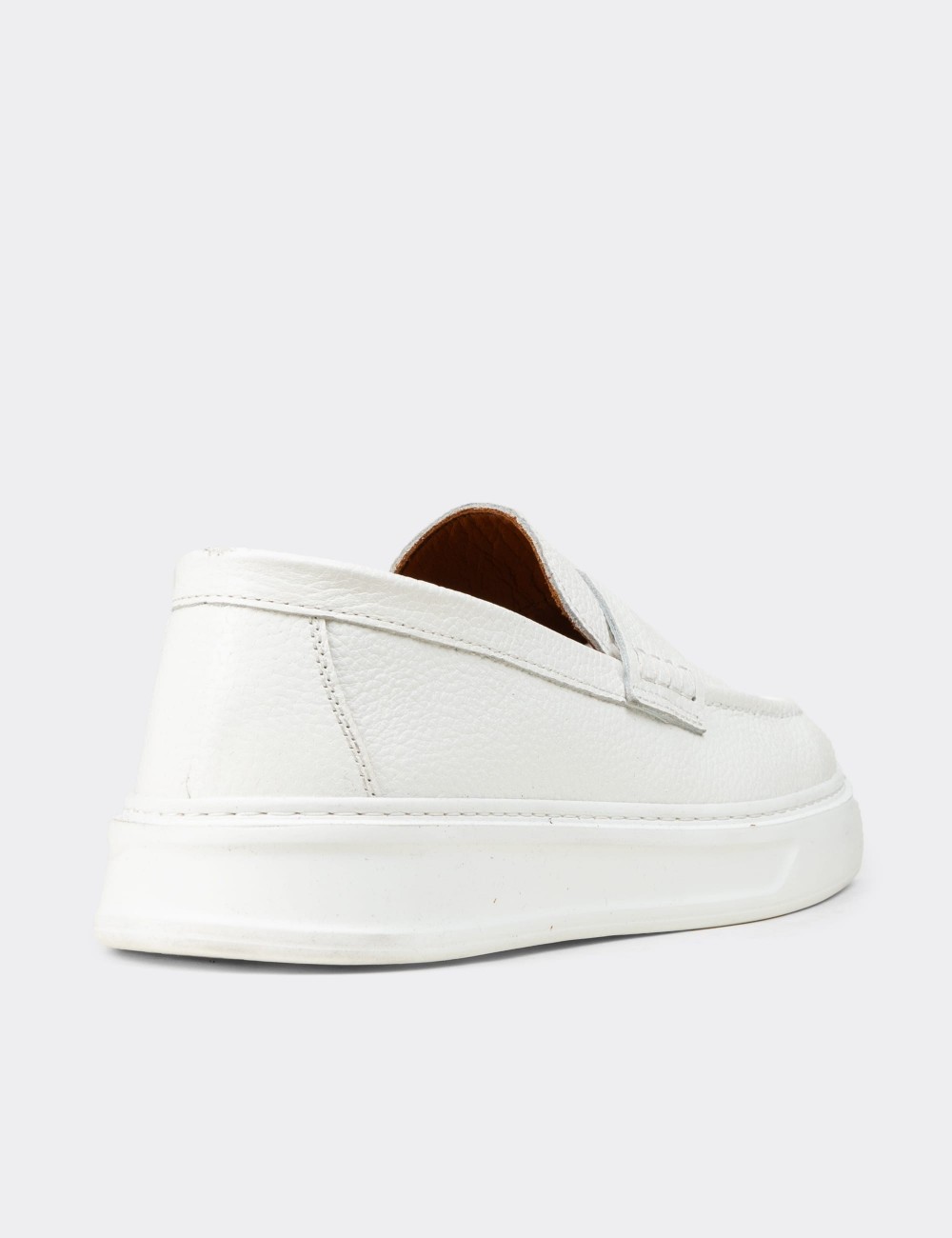 Men's White Suede Leather Loafers - 02043MBYZP01