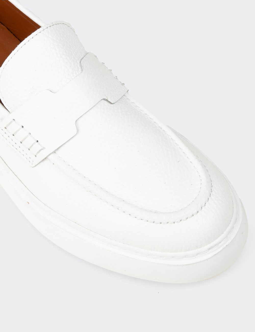 Men's White Suede Leather Loafers - 02043MBYZP01