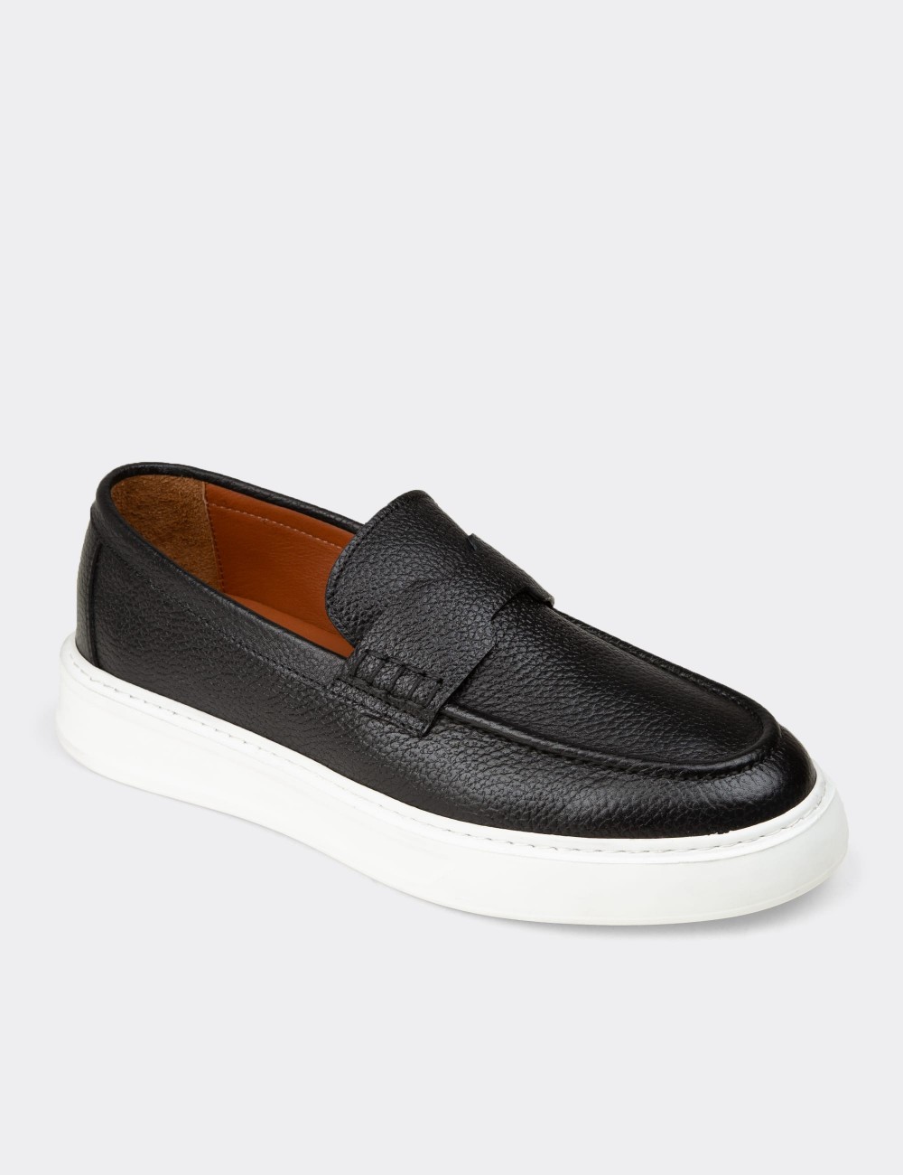 Men's Black Suede Leather Loafers - 02043MSYHP01