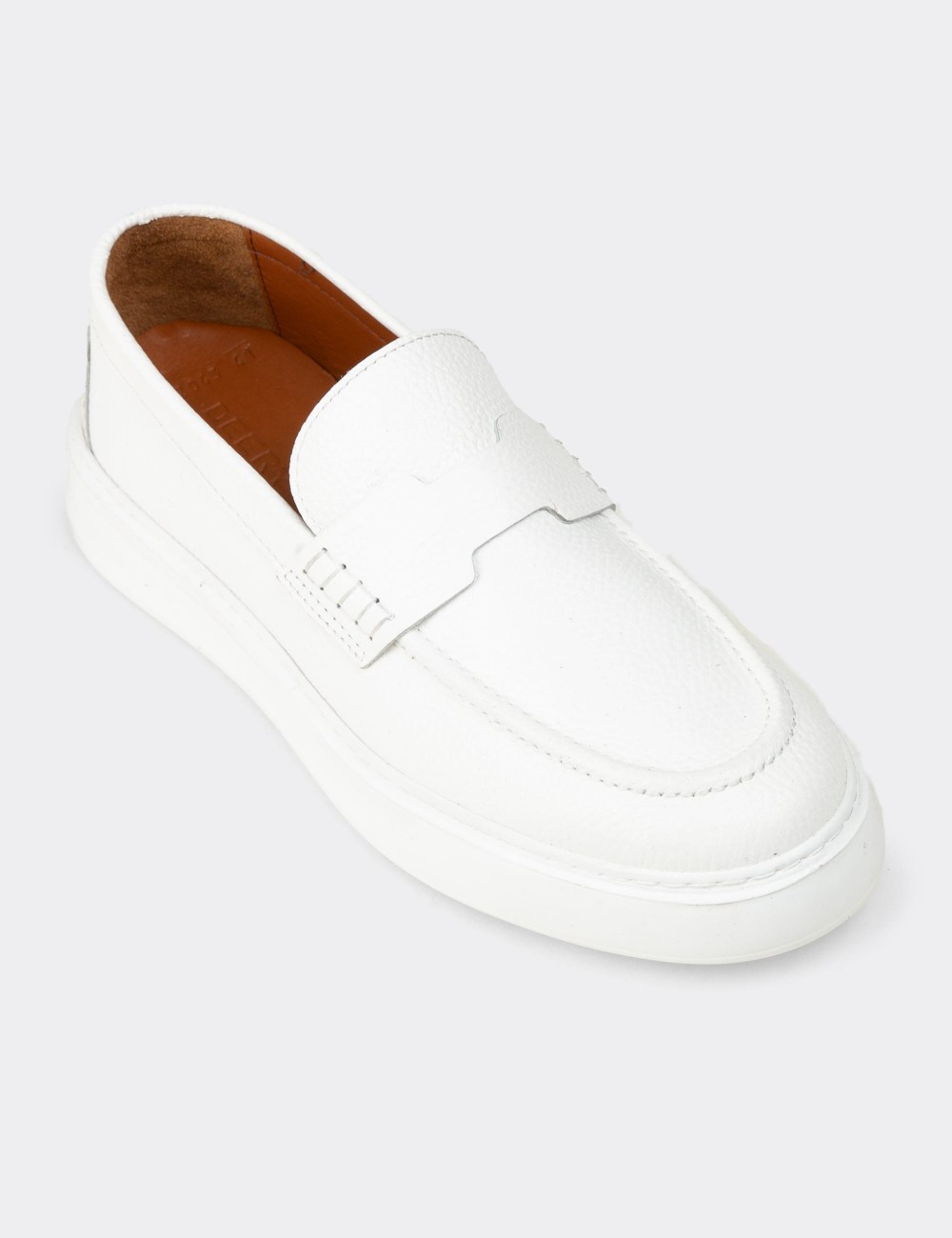 Men's White Suede Leather Loafers - 02043MBYZP01