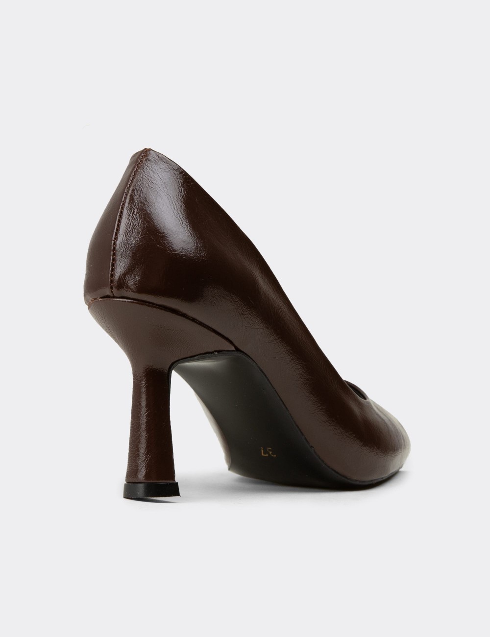 Women's Brown Patent Stiletto Heels - K0200ZKHVC01