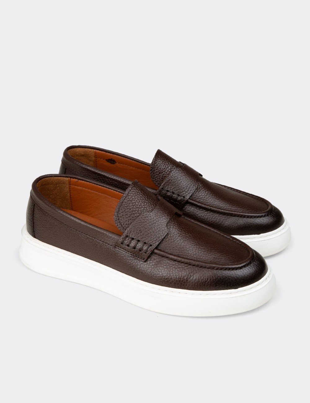 Men's Brown Suede Leather Slip-On Shoes - 02043MKHVP02