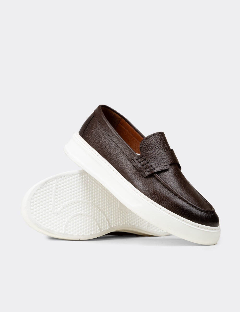 Men's Brown Suede Leather Slip-On Shoes - 02043MKHVP02