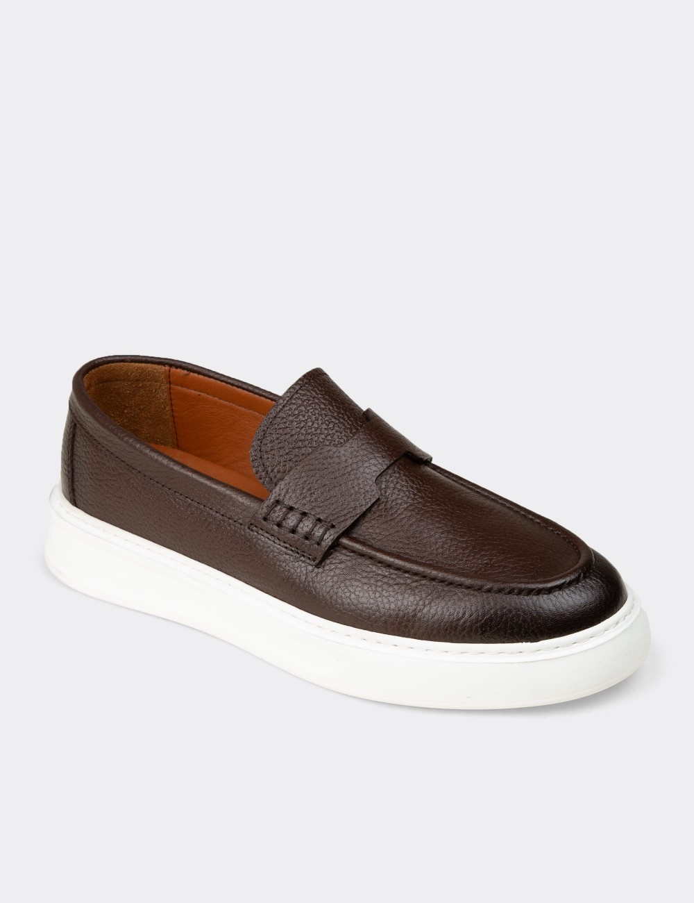 Men's Brown Suede Leather Slip-On Shoes - 02043MKHVP02