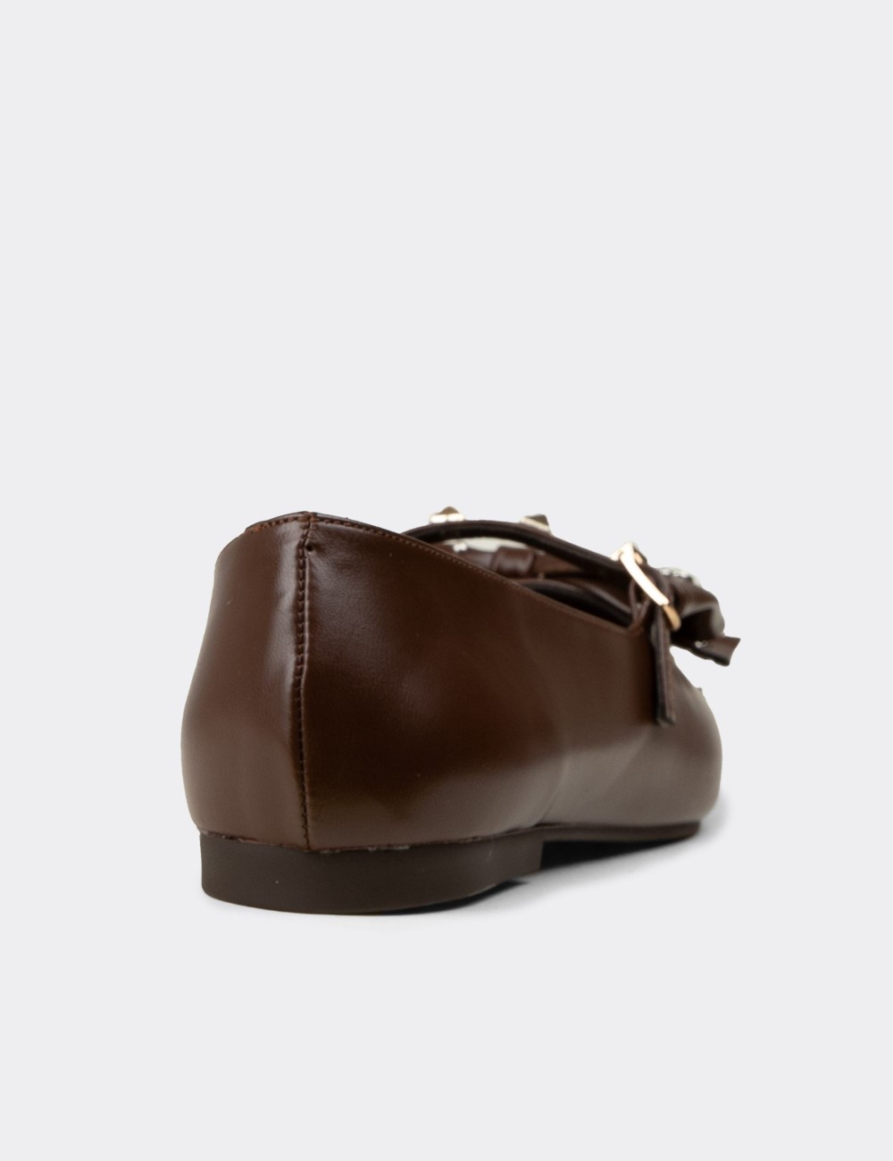 Women's Brown Mary Jane Flats with Buckle Detail - RD130ZKHVC01