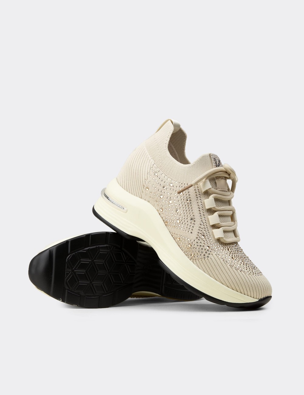 Women's Beige Hidden Heel Sneakers - K5050ZBEJC01