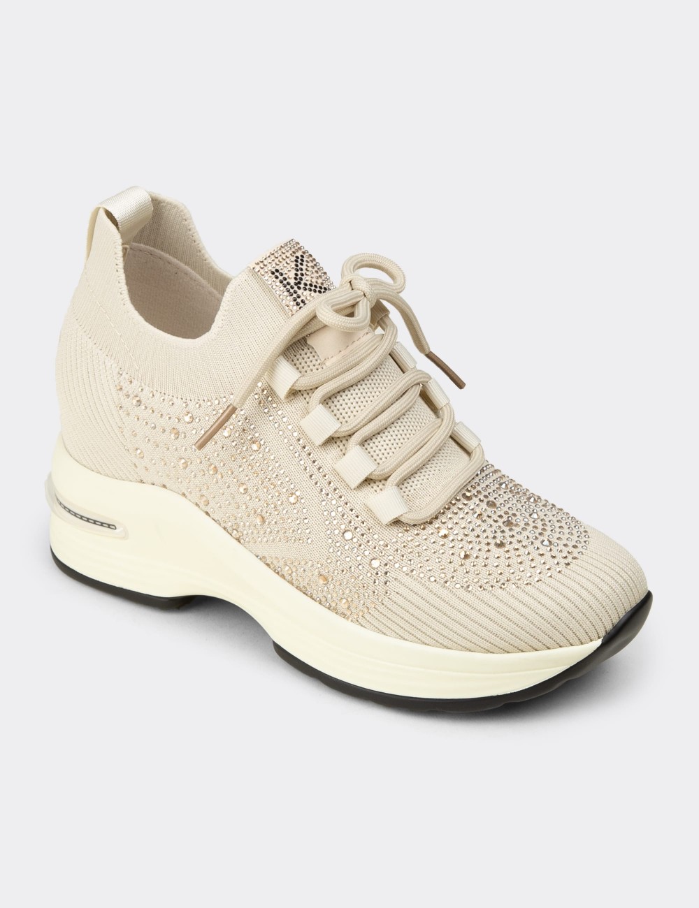Women's Beige Hidden Heel Sneakers - K5050ZBEJC01