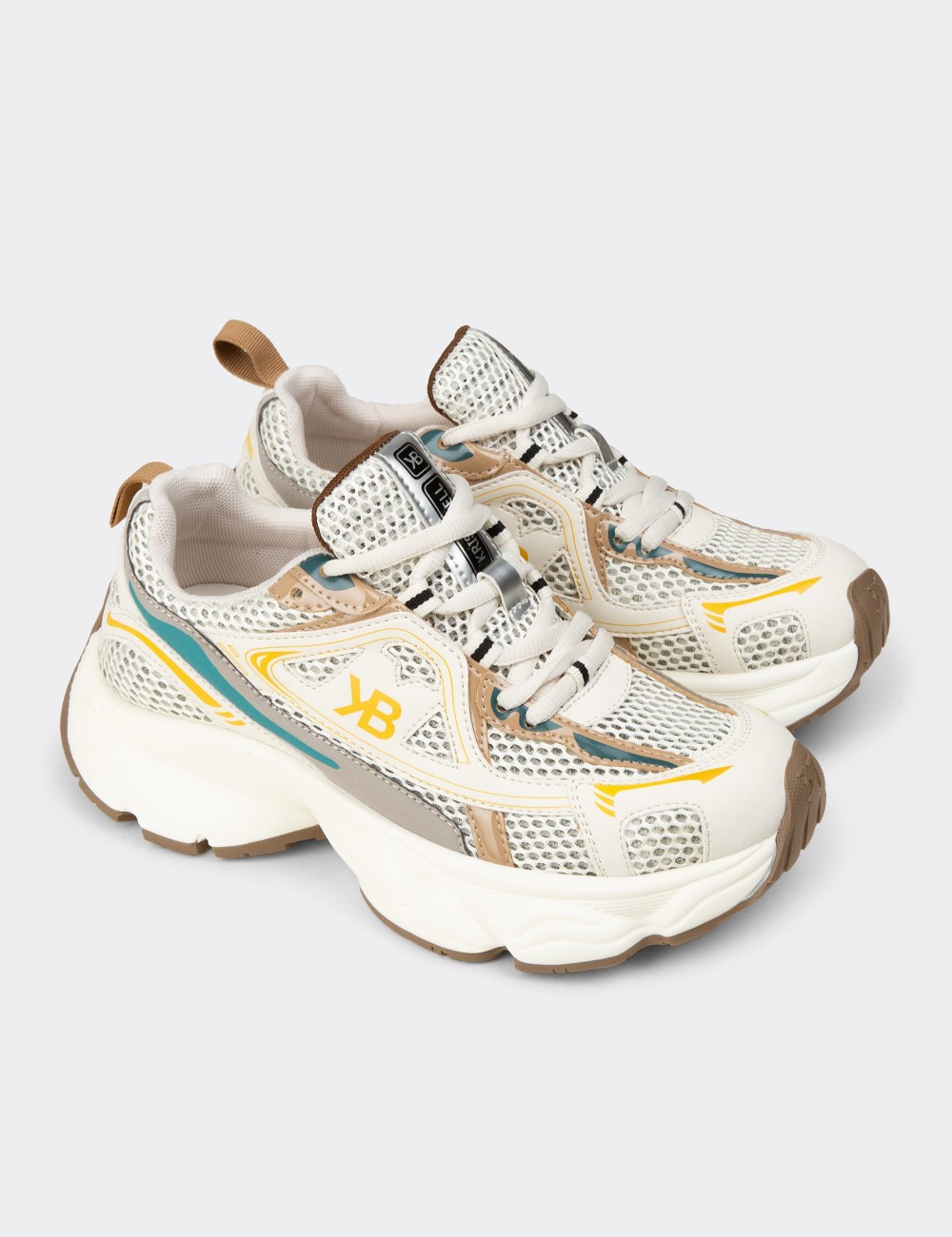 Women's Beige Chunky Sneakers - K1152ZBEJP01