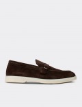 Men's Brown Suede Leather Monk Strap Loafers