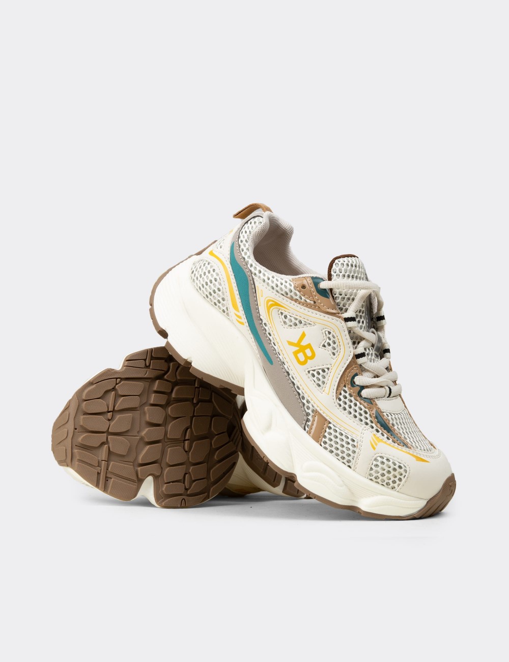 Women's Beige Chunky Sneakers - K1152ZBEJP01