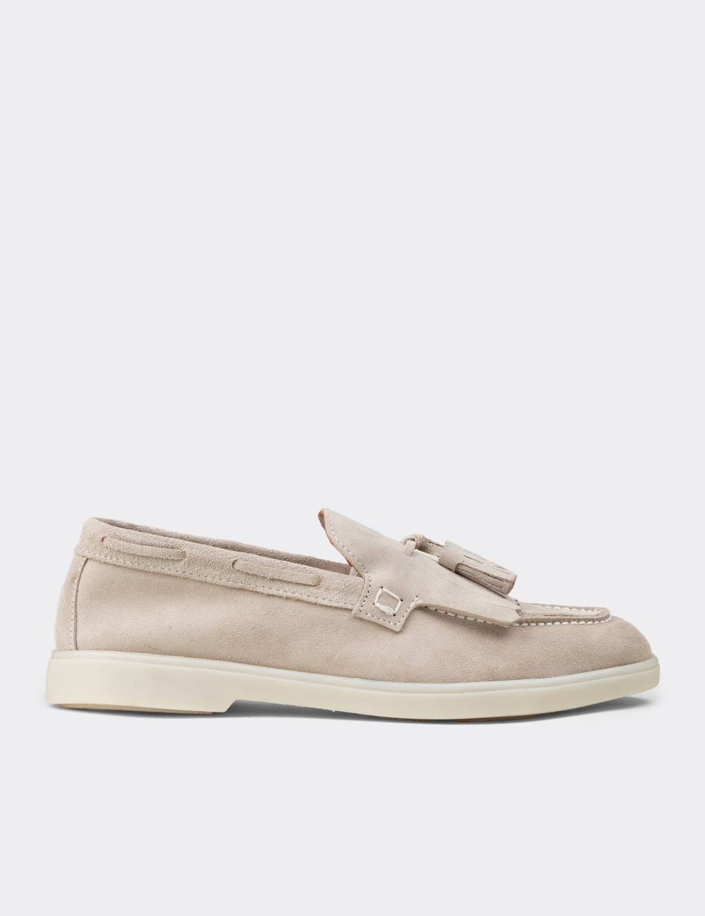 Men's Gray Suede Leather Tassel Loafers - 02030MGRIC01