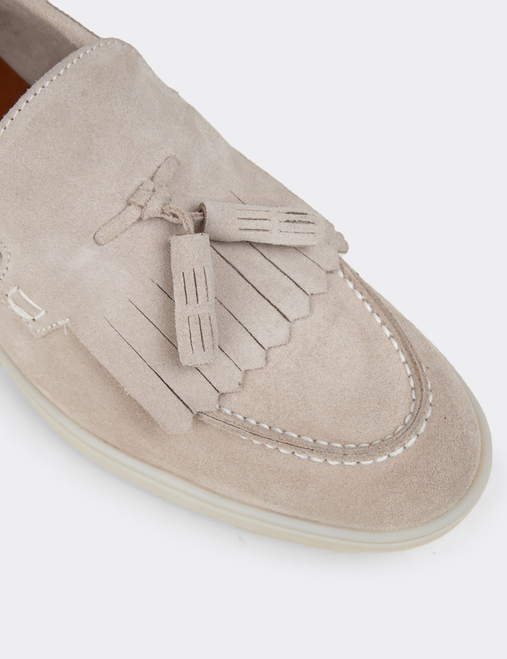 Men's Gray Suede Leather Tassel Loafers - 02030MGRIC01