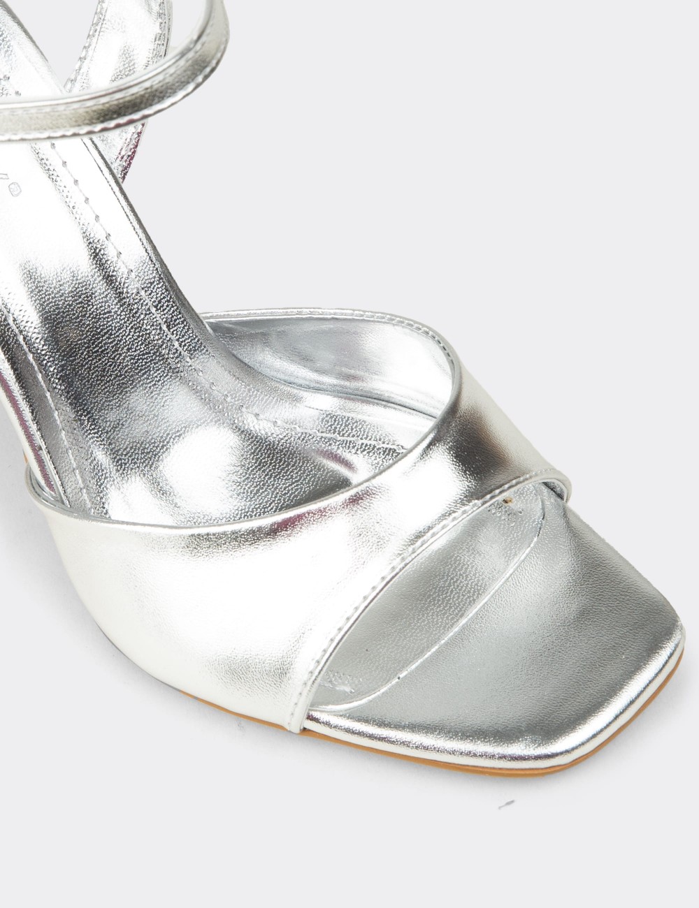Women's Silver High Heel Ankle Strap Evening Sandals - K2001ZGMSC01