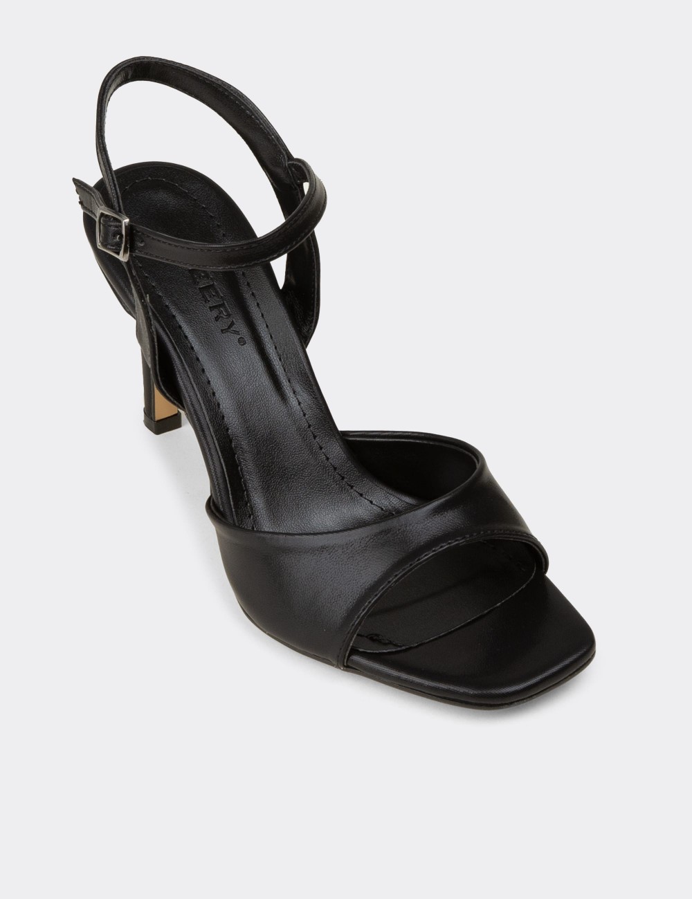 Women's Black High Heel Ankle Strap Evening Sandals - K2001ZSYHC01
