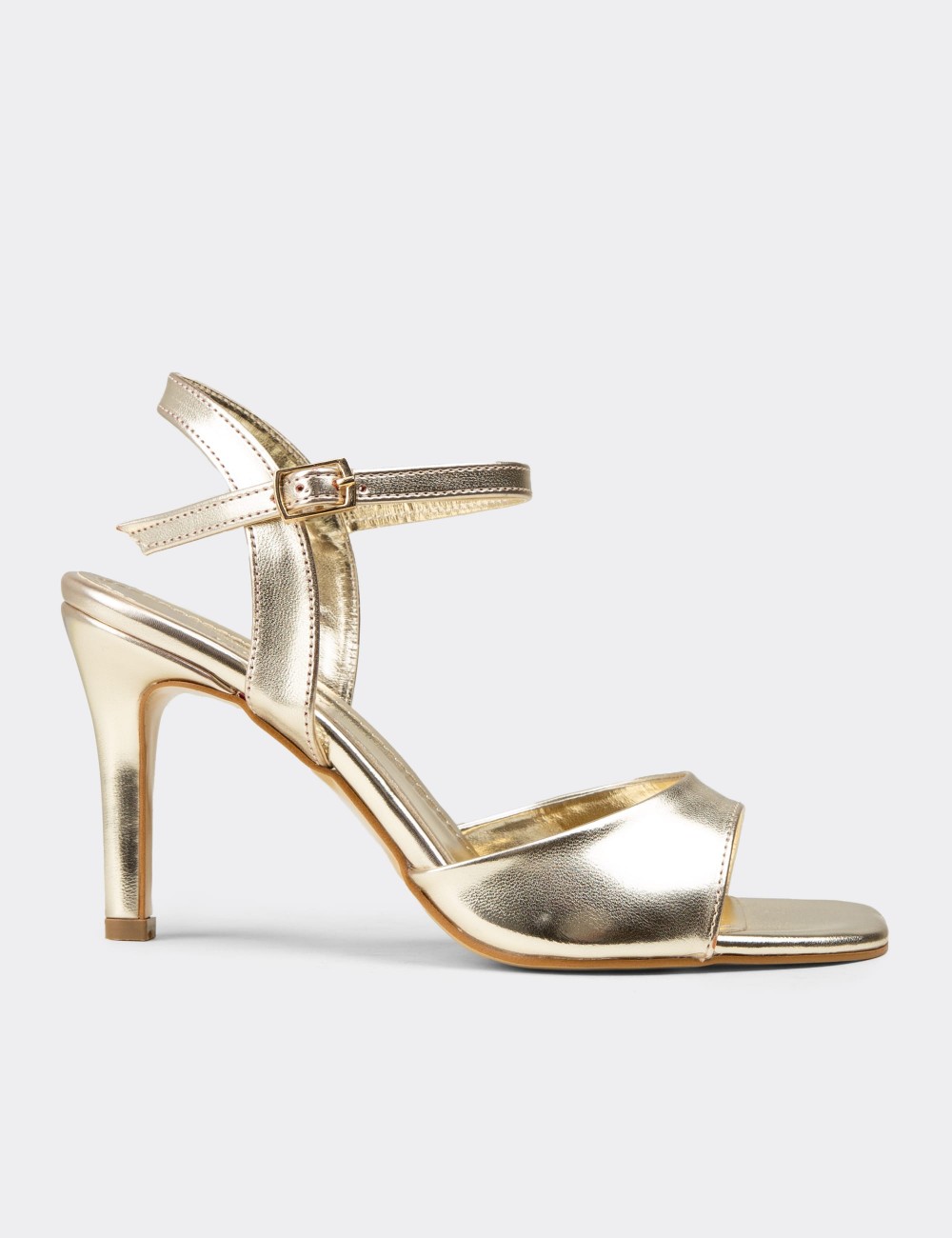 Women's Gold High Heel Ankle Strap Evening Sandals - K2001ZALTC01