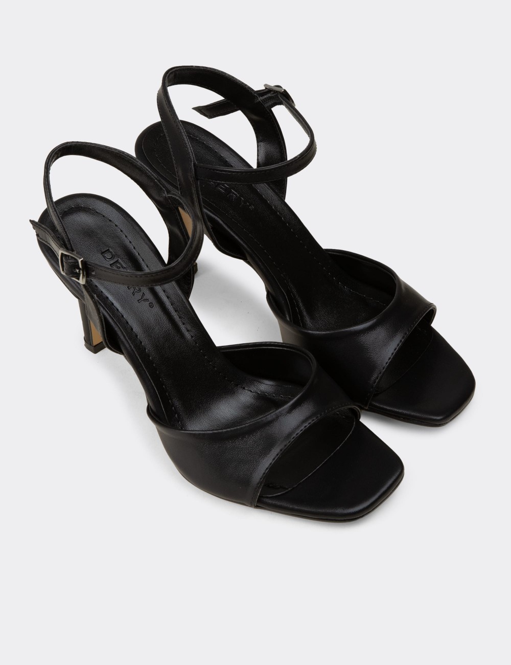 Women's Black High Heel Ankle Strap Evening Sandals - K2001ZSYHC01