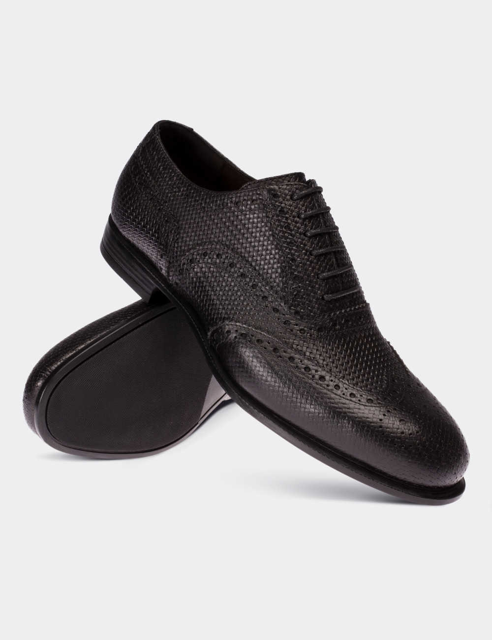 Black  Leather Classic Shoes - 01182MSYHC05