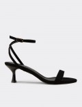Women's Black Simple Strappy Heel Sandals