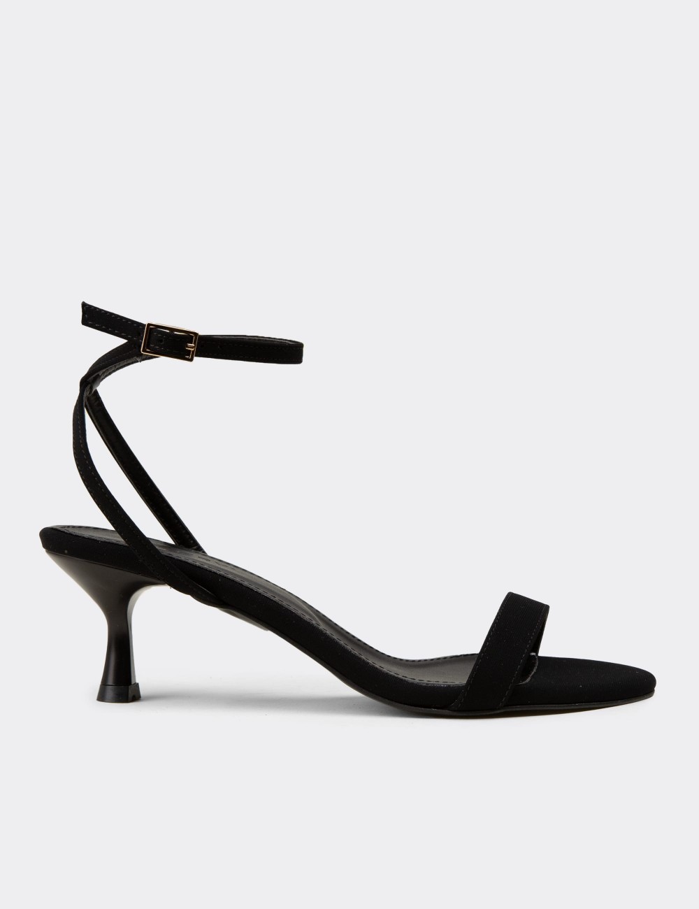 Women's Black Simple Strappy Heel Sandals - K7110ZSYHM01