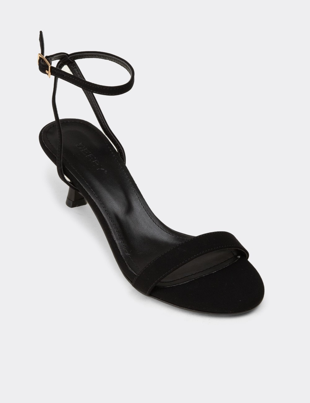 Women's Black Simple Strappy Heel Sandals - K7110ZSYHM01