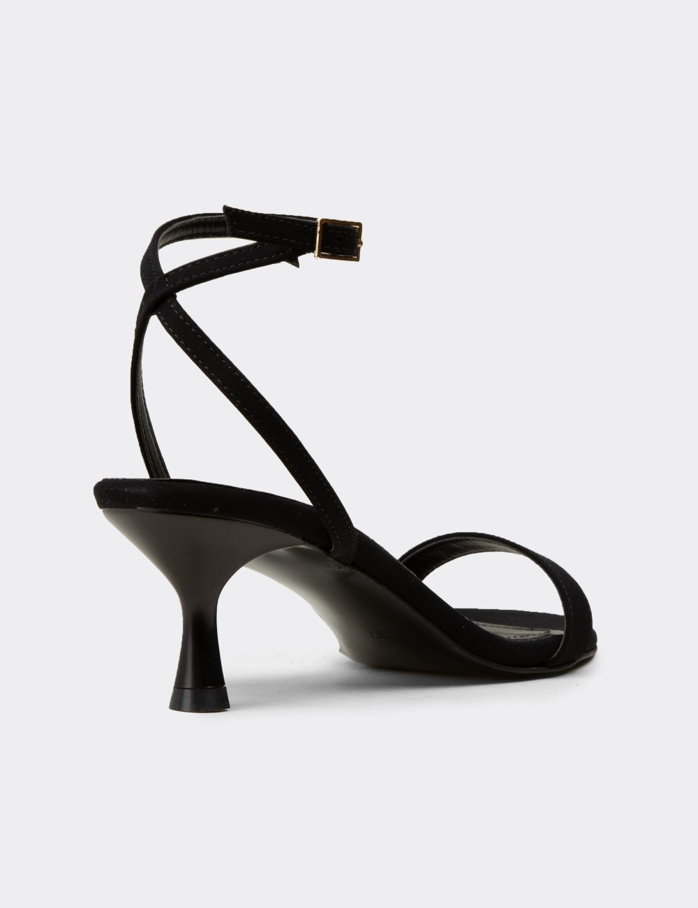 Women's Black Simple Strappy Heel Sandals - K7110ZSYHM01