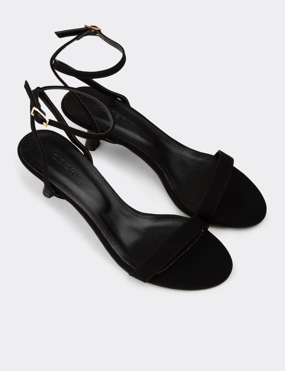 Women's Black Simple Strappy Heel Sandals - K7110ZSYHM01