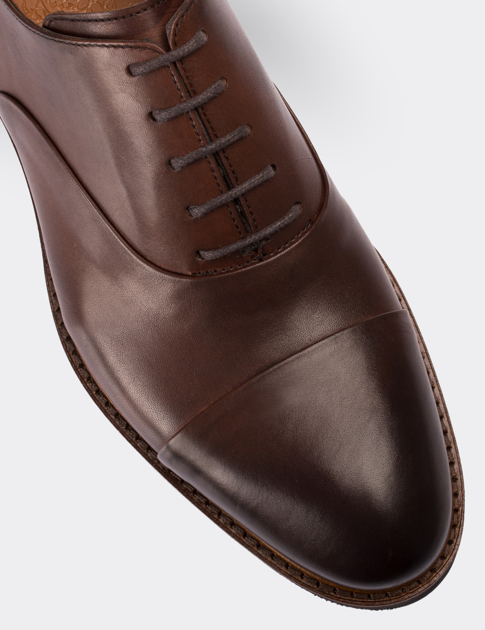 Brown  Leather Lace-up Shoes - 01026MKHVE01
