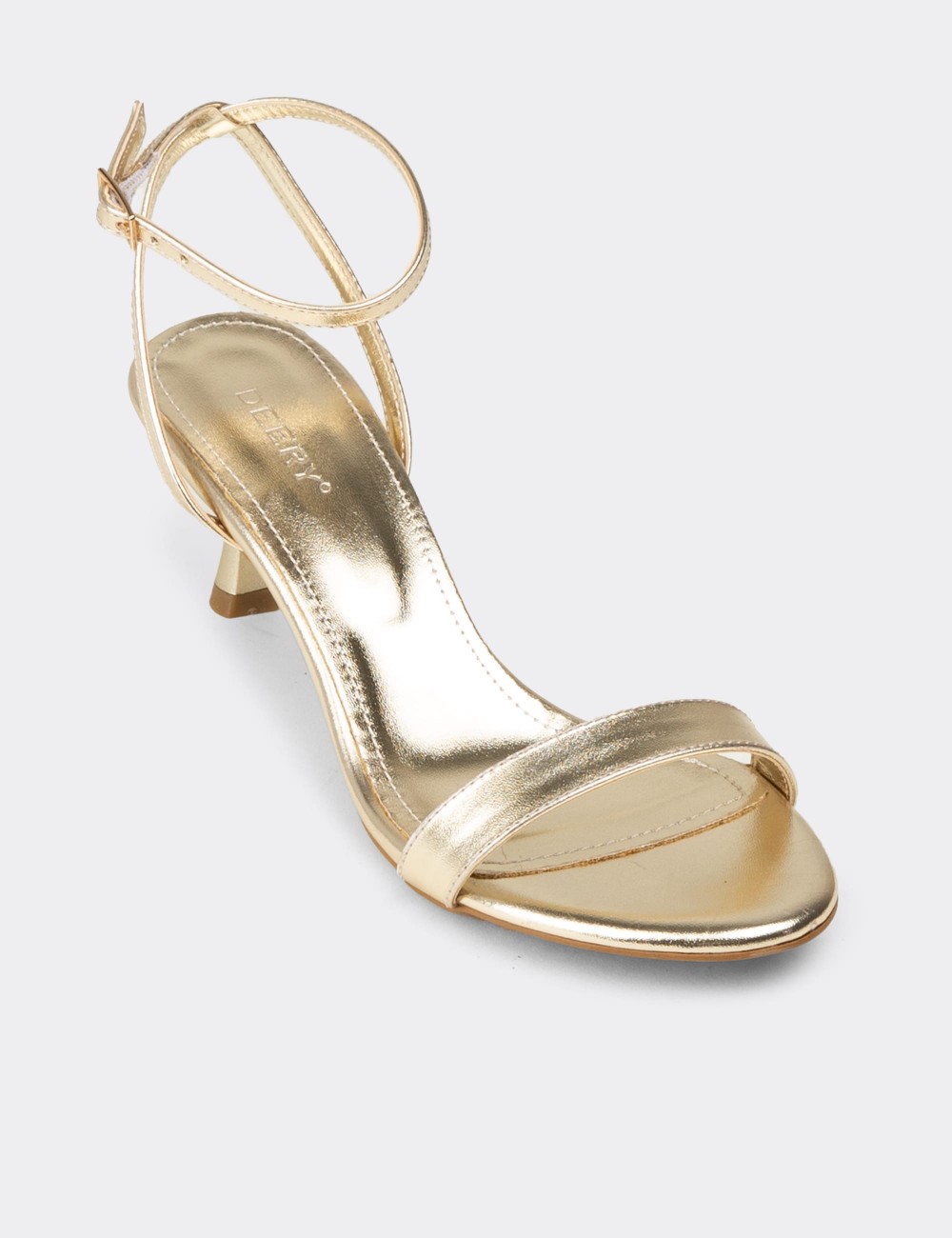 Women's Gold Simple Strappy Heeled Sandals - K7110ZALTM01