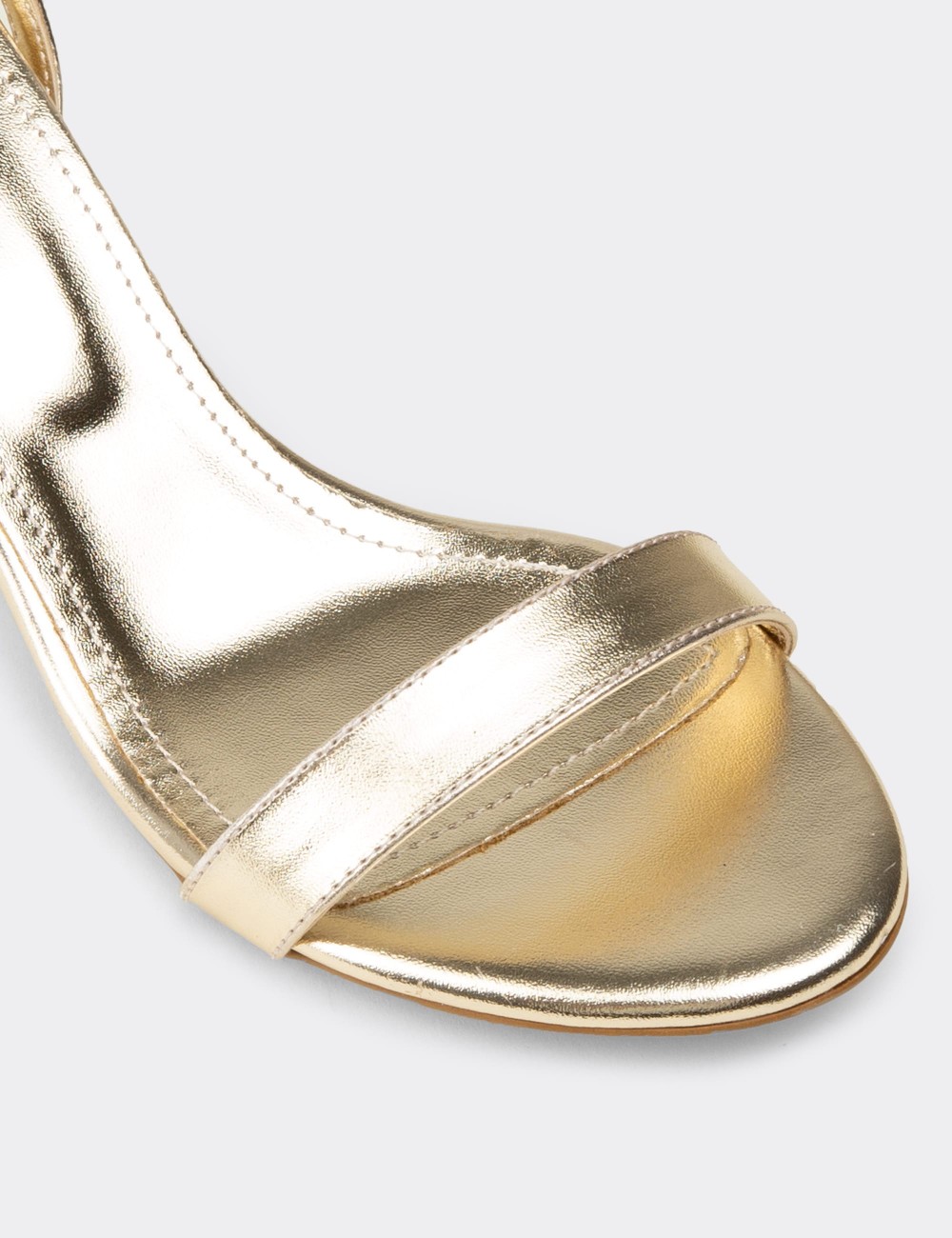 Women's Gold Simple Strappy Heeled Sandals - K7110ZALTM01