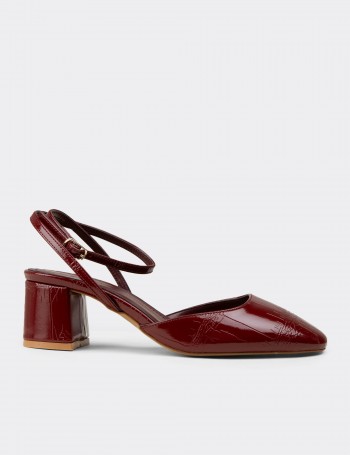 Women's Burgundy Patent Slingback Block Heels