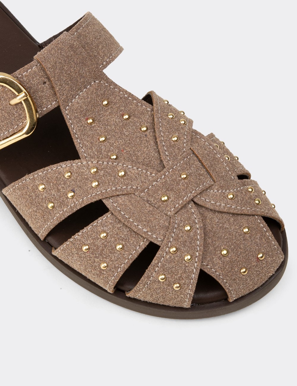Women's Sandstone Studded Slide Sandals - K0025ZVZNM01