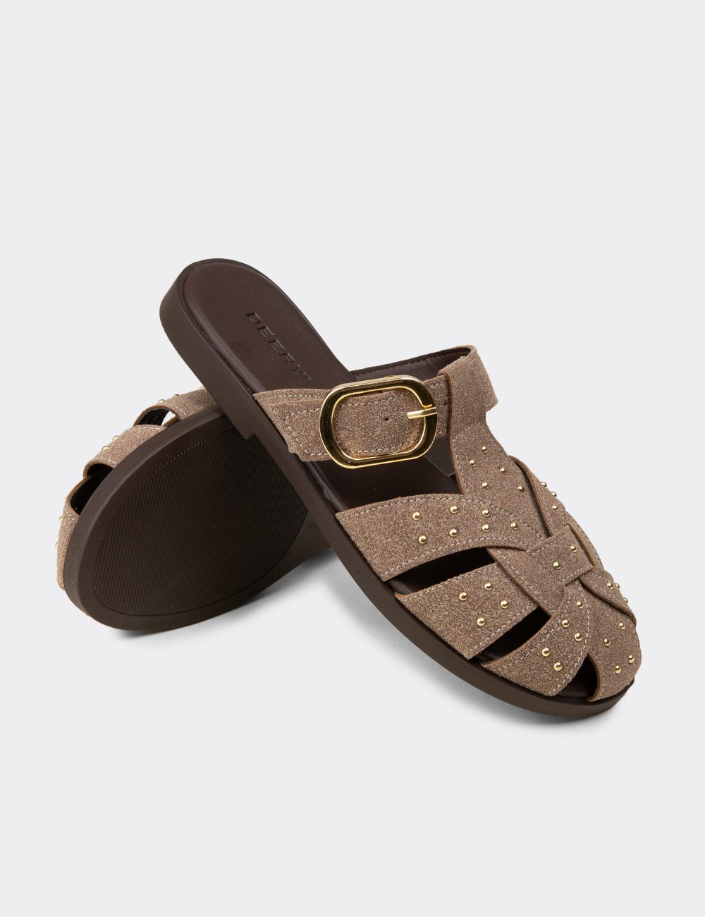 Women's Sandstone Studded Slide Sandals - K0025ZVZNM01