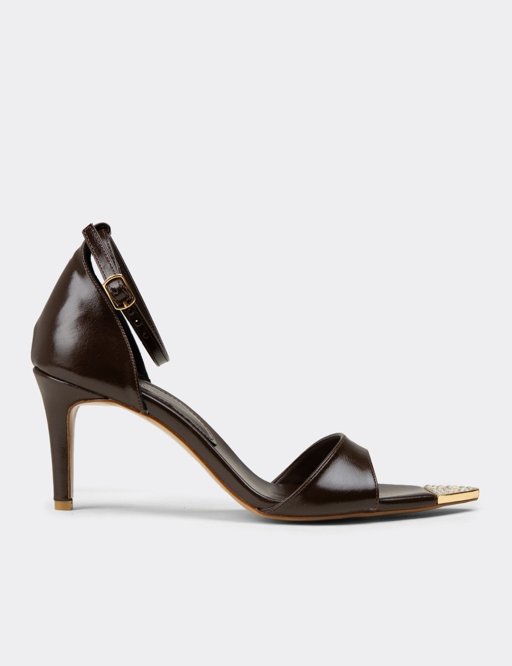 Women's Brown Ankle Strap Evening Sandals - RD400ZKHVM01