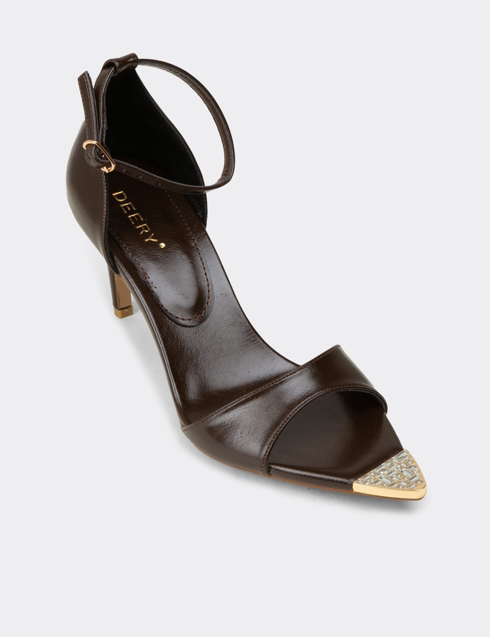 Women's Brown Ankle Strap Evening Sandals - RD400ZKHVM01