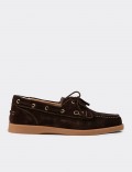 Women's Brown Suede Leather Nautical Footwear