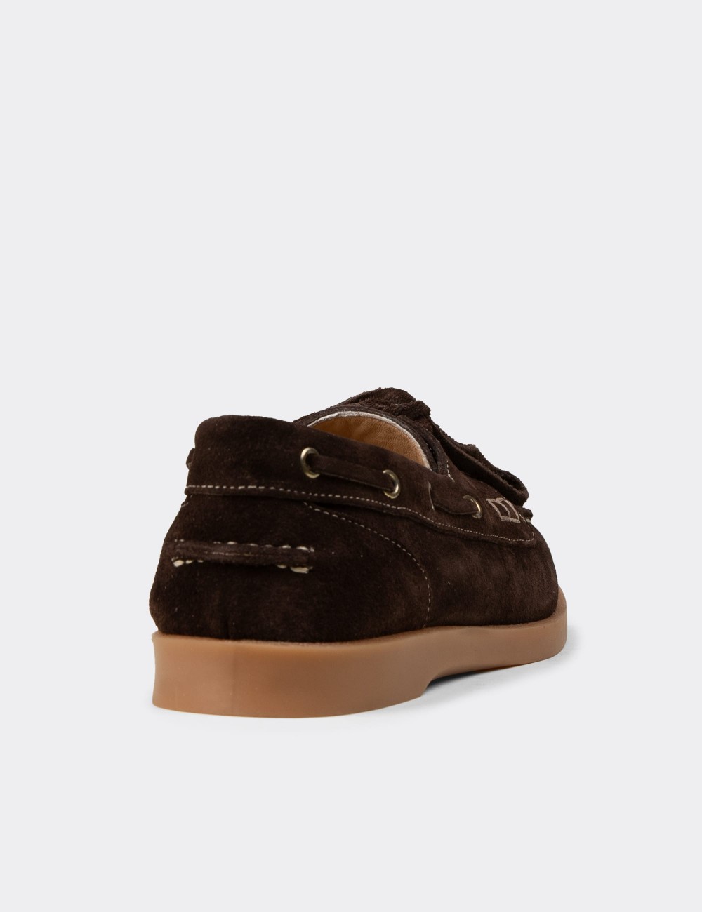 Women's Brown Suede Leather Nautical Footwear - R2602ZKHVC01