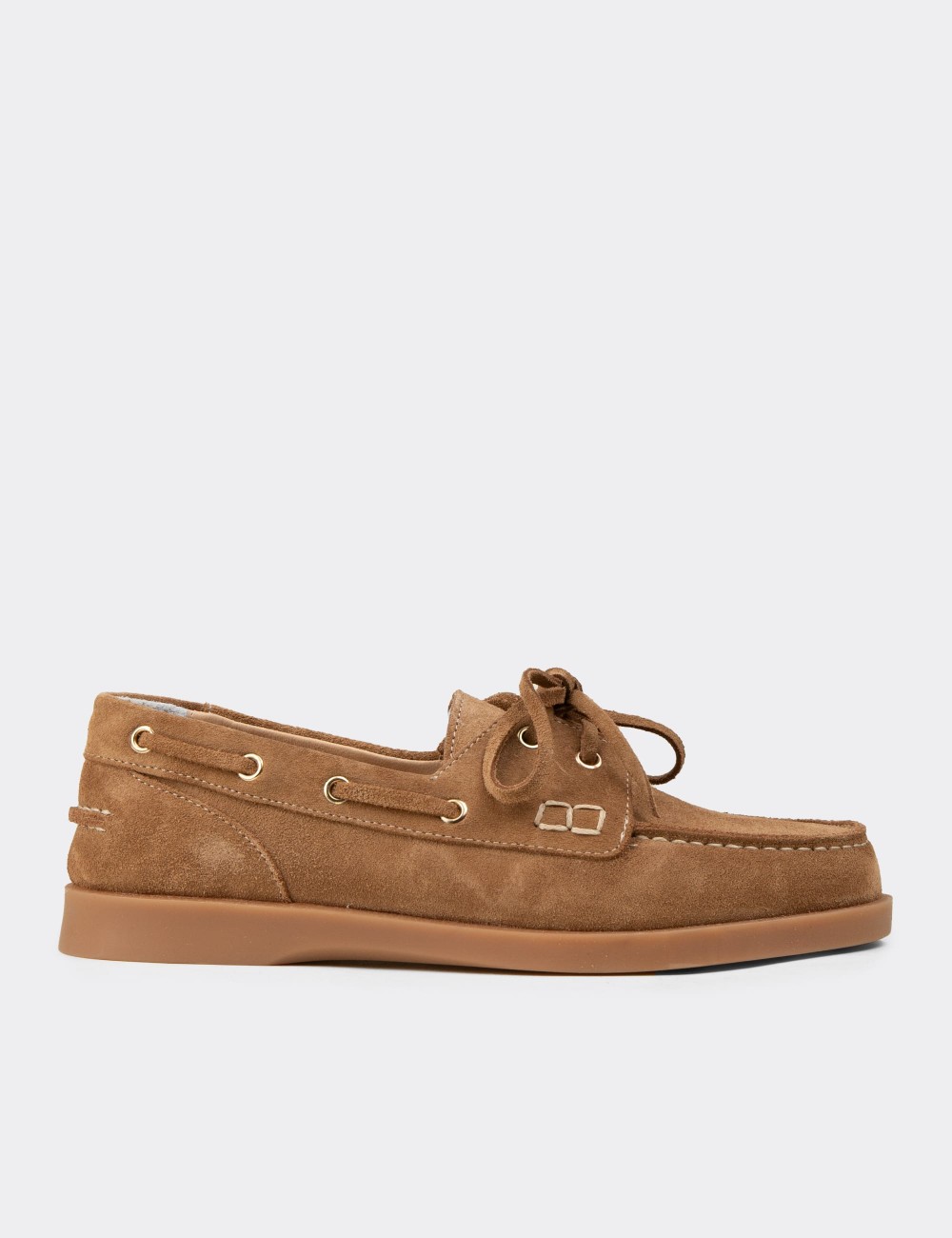 Women's Tan Suede Leather Nautical Footwear - R2602ZTBAC01