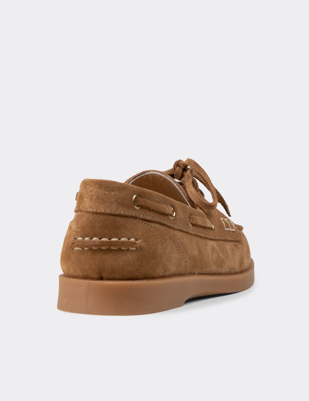 Women's Tan Suede Leather Nautical Footwear - R2602ZTBAC01