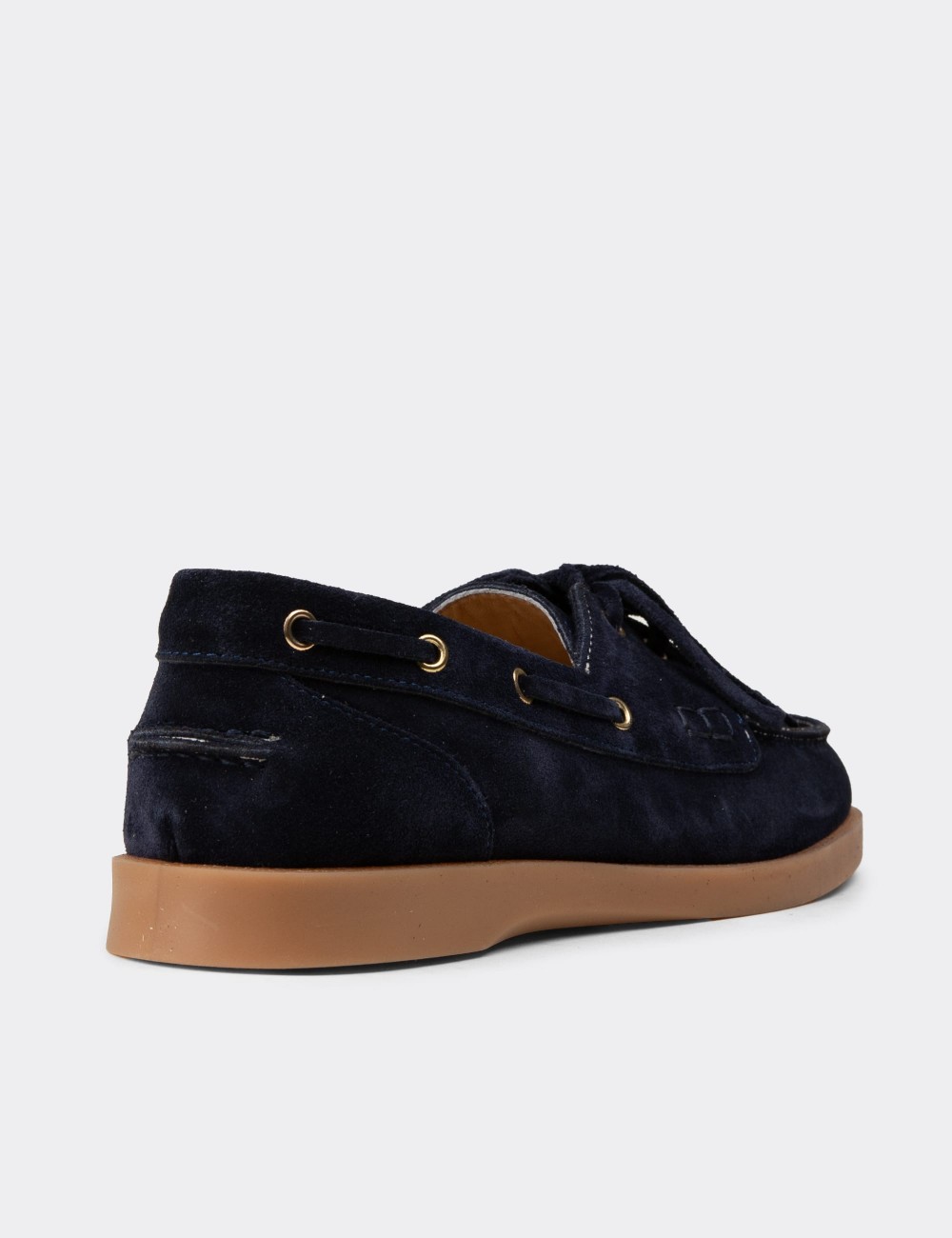 Men's Navy Suede Leather Boat Shoes - R2602ZLCVC01