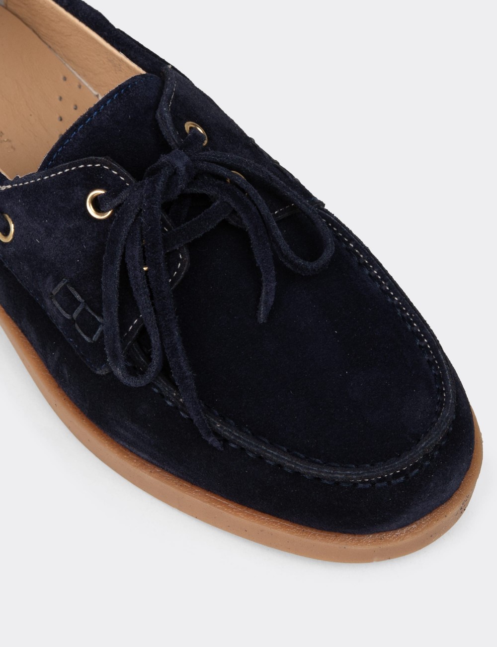 Men's Navy Suede Leather Boat Shoes - R2602ZLCVC01