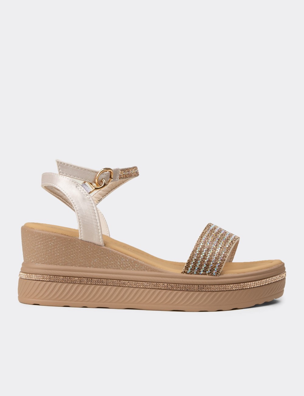 Women's Beige Platform Sandals - K0061ZBEJC01