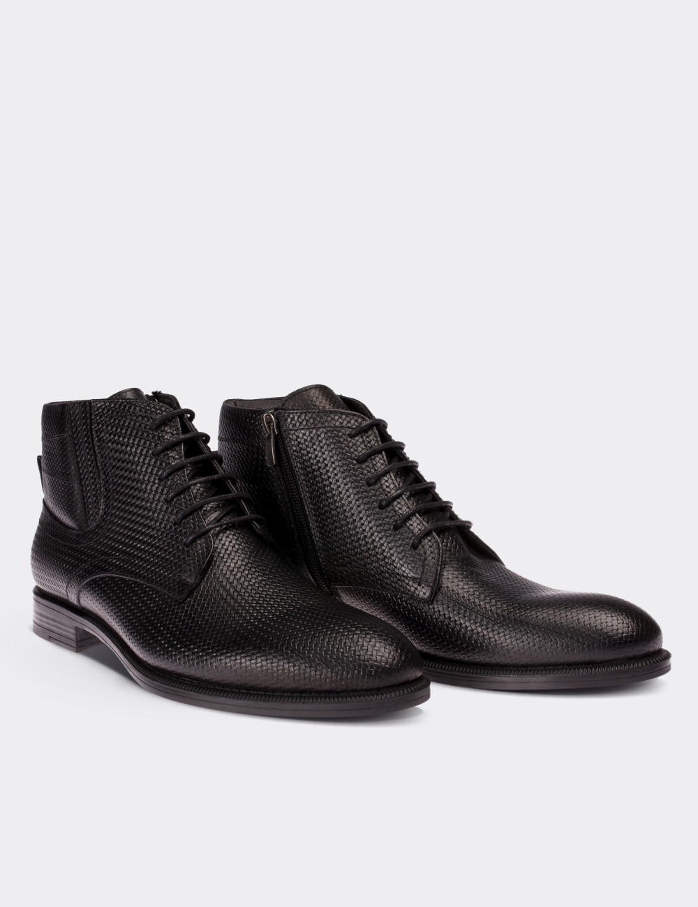 Black  Leather Boots - 01588MSYHC02