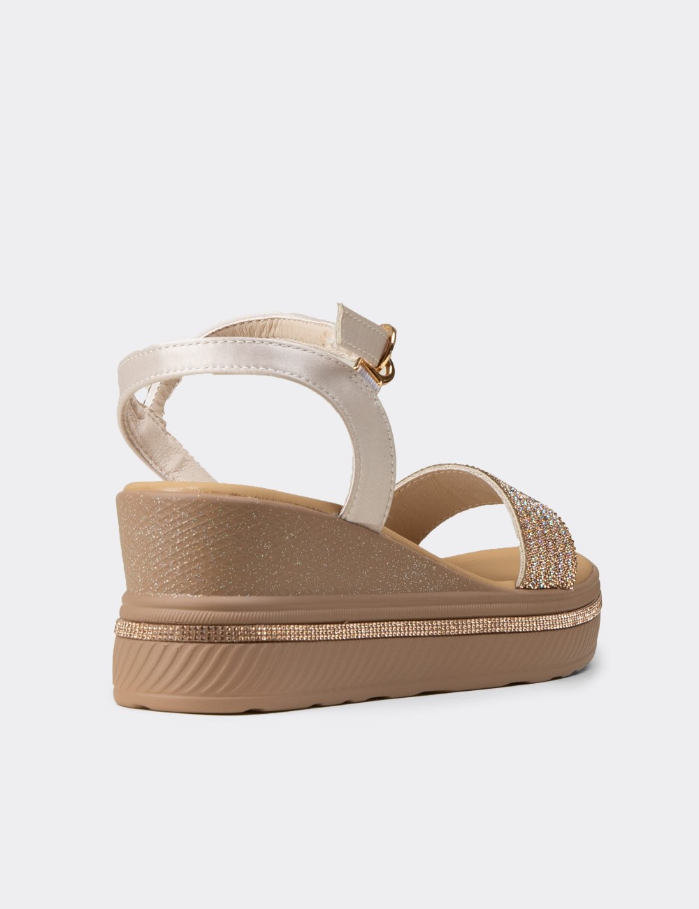 Women's Beige Platform Sandals - K0061ZBEJC01
