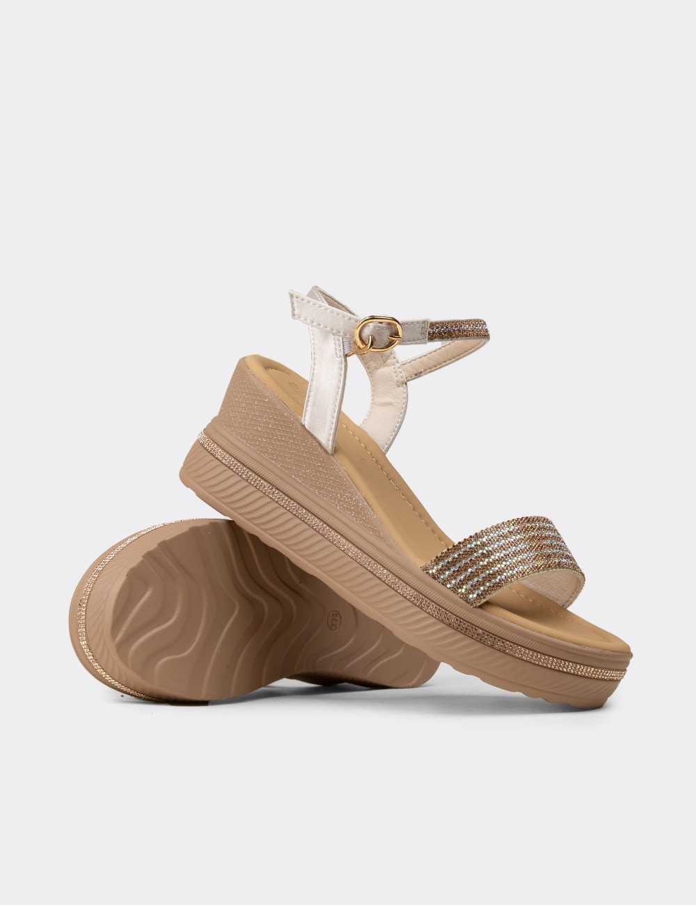 Women's Beige Platform Sandals - K0061ZBEJC01