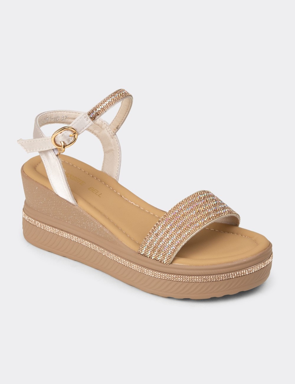 Women's Beige Platform Sandals - K0061ZBEJC01