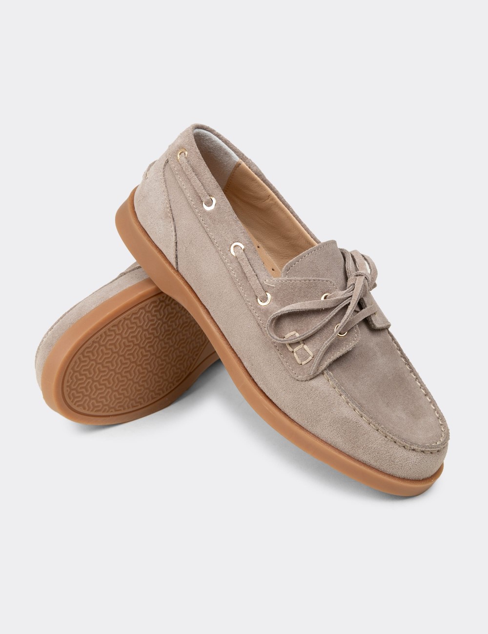Men's Sandstone Suede Leather Nautical Footwear - R2602ZVZNC01
